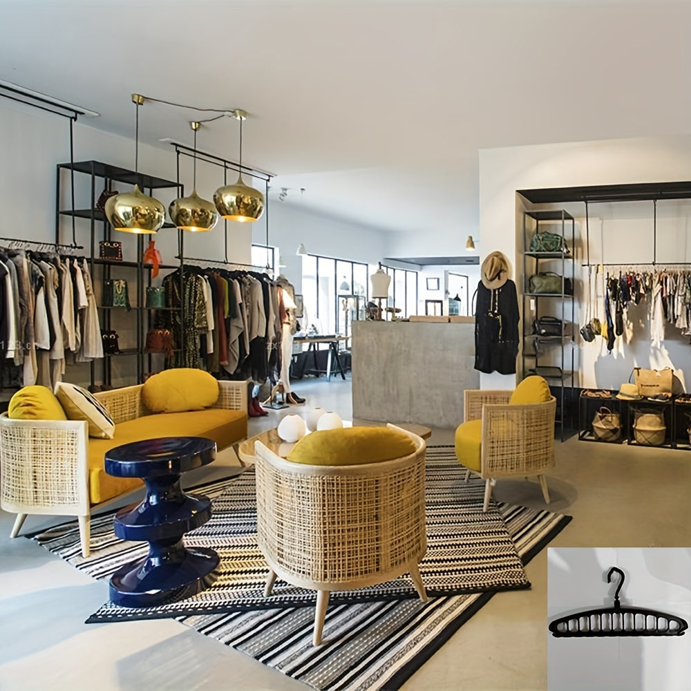 Black Plastic Travel Hanger with Hooks Space-Saving Organizer for Clothes Drying