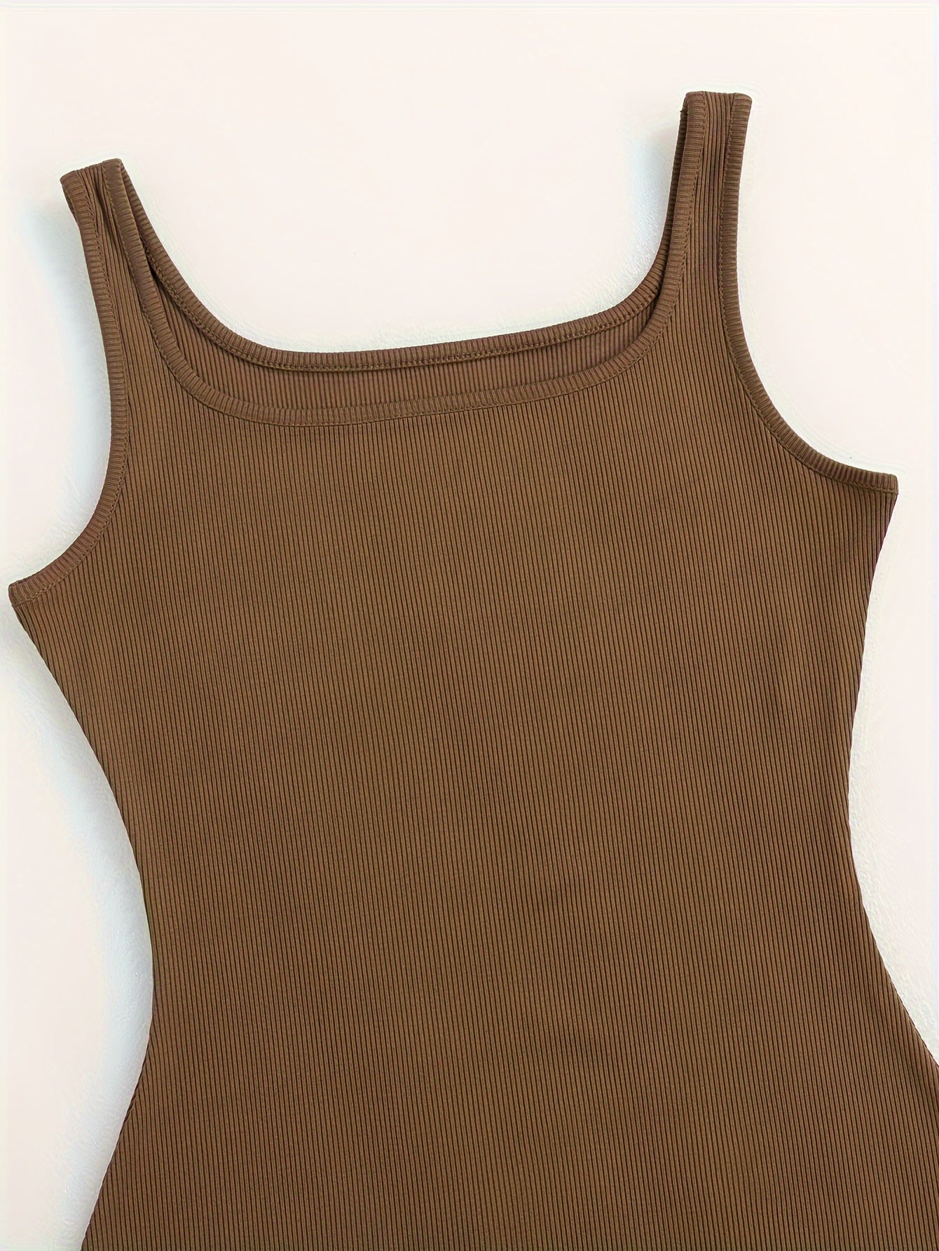 Women's Solid Ribbed Sleeveless Square Neck Lounge Romper Set with Slim Fit Polyester Spandex