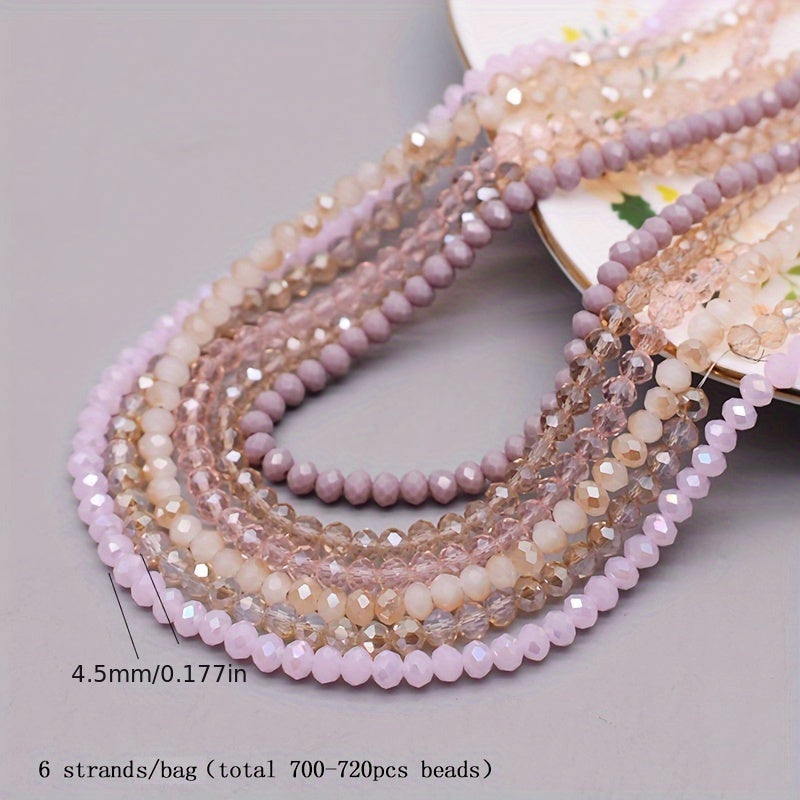 720 Pieces Faceted Glass Rondelle Beads 4mm for Jewelry Making and Crafts