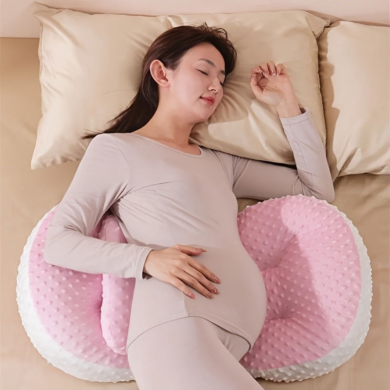 Adjustable U-Shaped Maternity Pillow with Cotton Cover for Side Sleeping and Belly Support