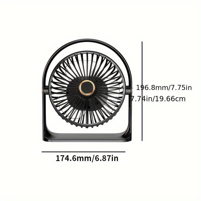 Portable LED Display Fan 6-Inch Transparent Blade USB Rechargeable Quiet Office Fan
