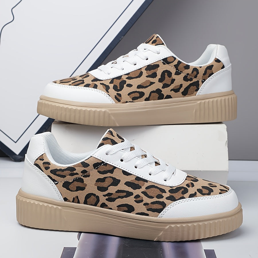 Ayollar uchun leopard bosma sport poyabzal, nafas oluvchi, kundalik va yugurish uchun mos