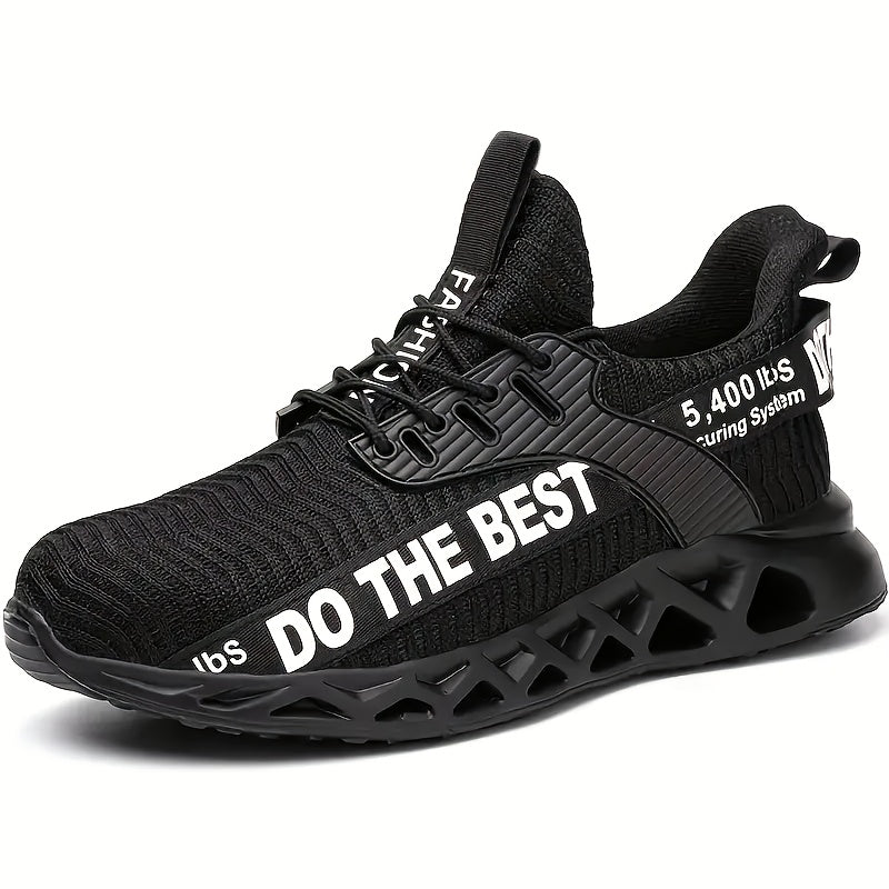 Women's Breathable Mesh Safety Shoes Anti-Smash Steel Toe Black Work Footwear