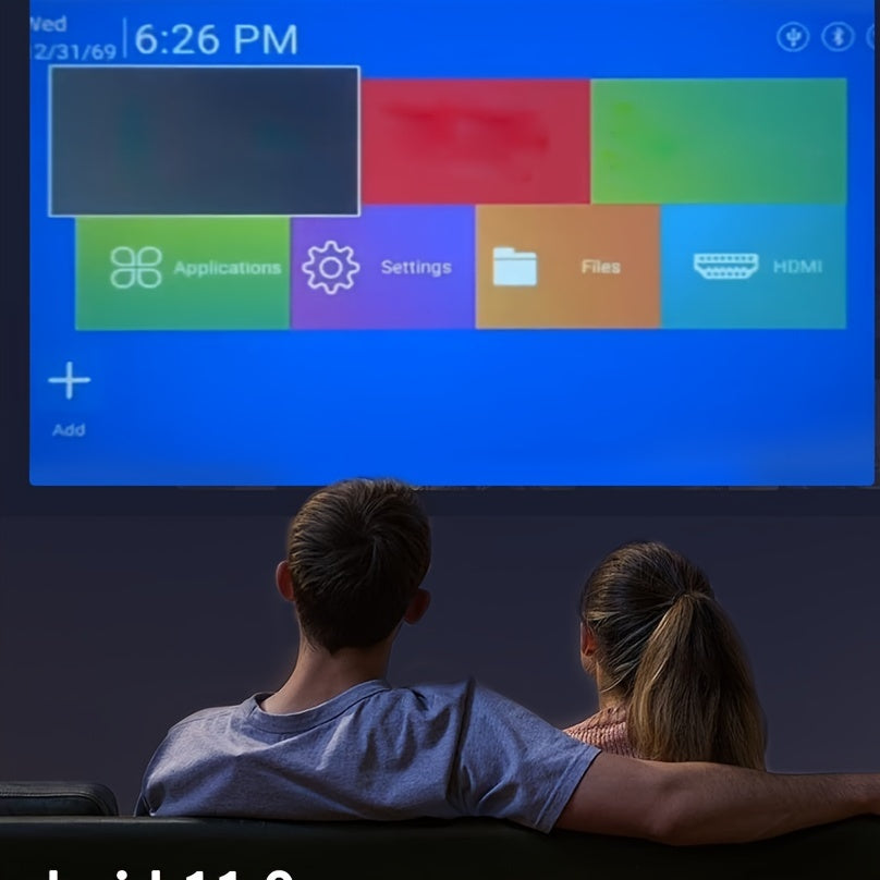 Portable Mini Projector 4K Full HD WiFi 6 Android 11 180° Stand