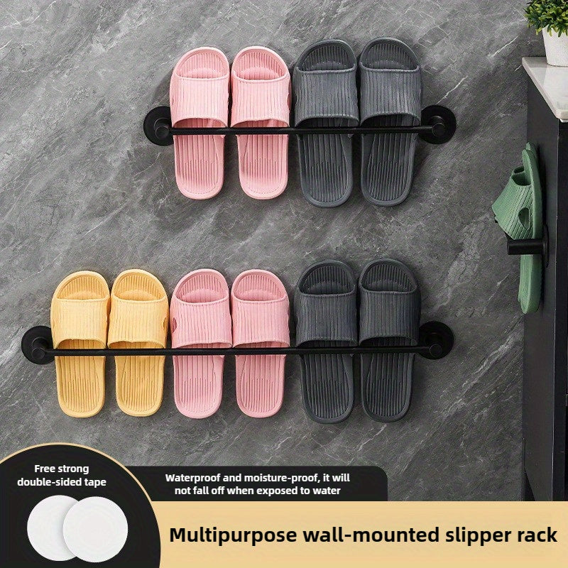 Wall-Mounted Slipper Rack Holds 1 Pair Shoes Towels Waterproof Plastic