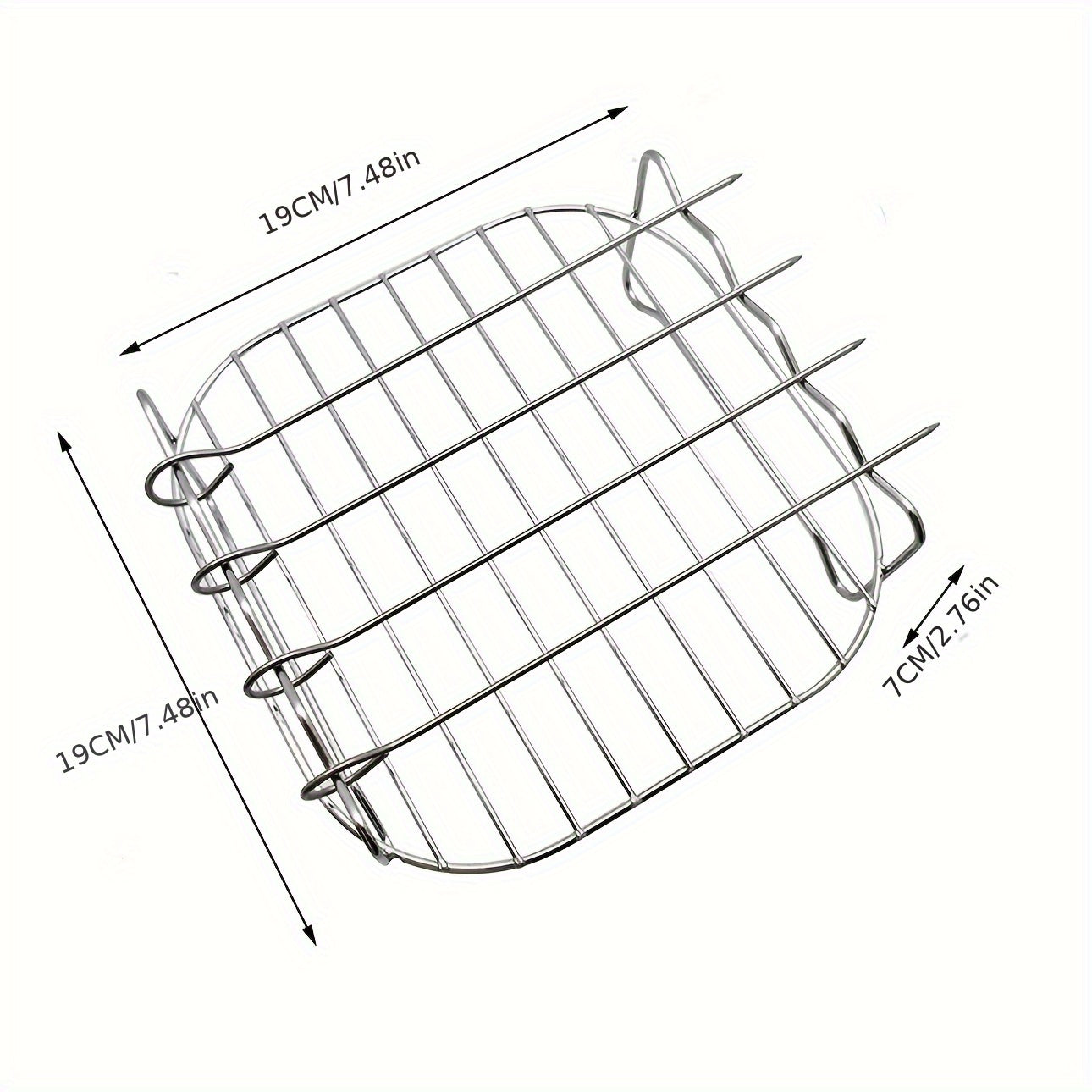 Mustahkam zanglamaydigan po'latdan yasalgan havo frityurasi aksessuarlar to'plami, ikki qatlamli tokcha, shish kebab ushlagich, bug'li tur va 4 ta shish kebab bilan birga - havo frityurangiz uchun ko'p funksiyali to'plam.