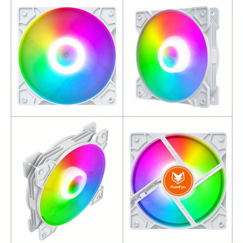 12cm RGB LED Computer Cooling Fan with Vibrant Rainbow Lighting and Efficient Airflow