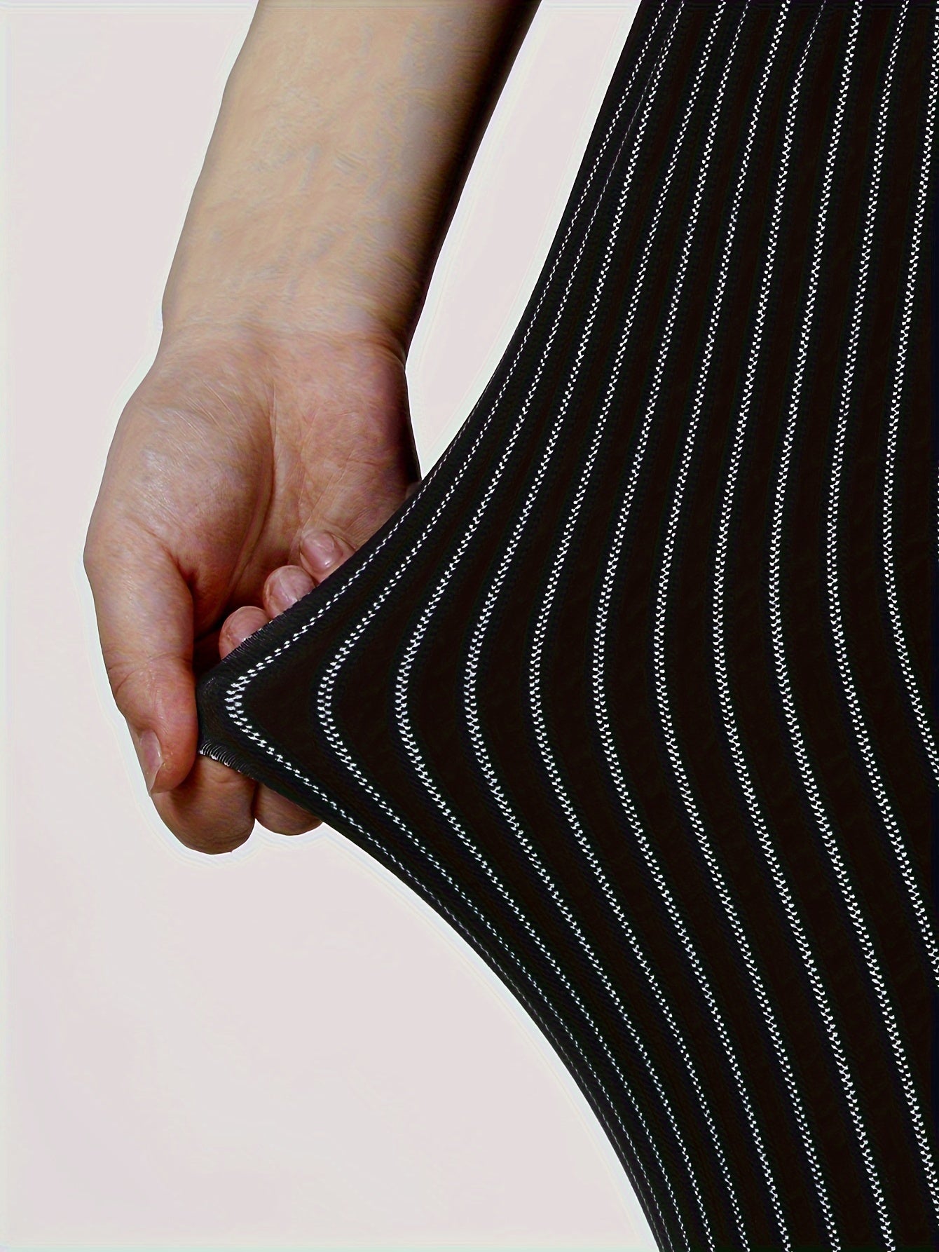 Women’s High Waist Striped Polyester Spandex Leggings Cropped Skinny Pants