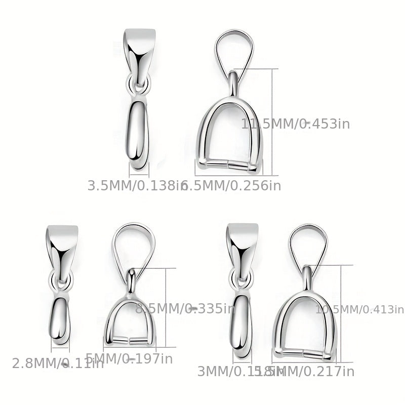 20 Small Silver Pendant Bails for Handmade Jewelry Making
