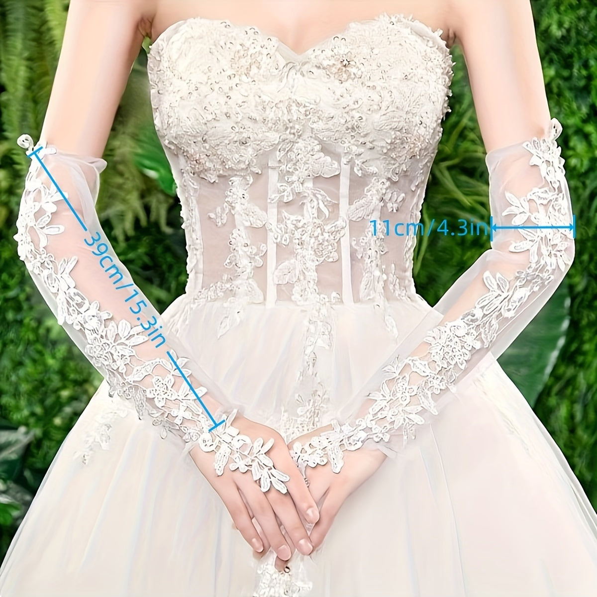 Long-Sleeved Lace Bridal Gloves Sheer Wedding Accessories for Photography