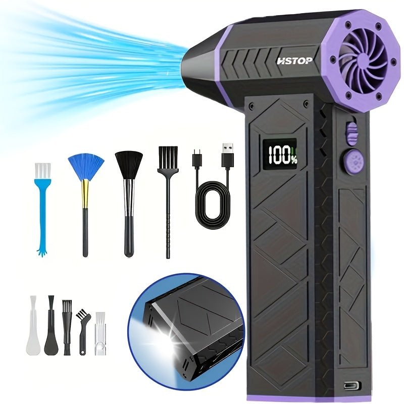 High-Speed Turbo Handheld Air Blower with Digital Display and Dual 5000mAh Batteries