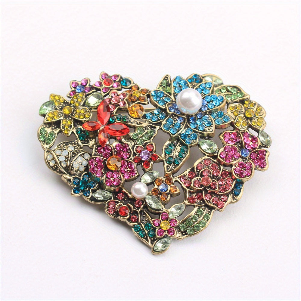 Baroque Love Flower Brooch Rhinestone Jewelry for Dresses Bags Hats