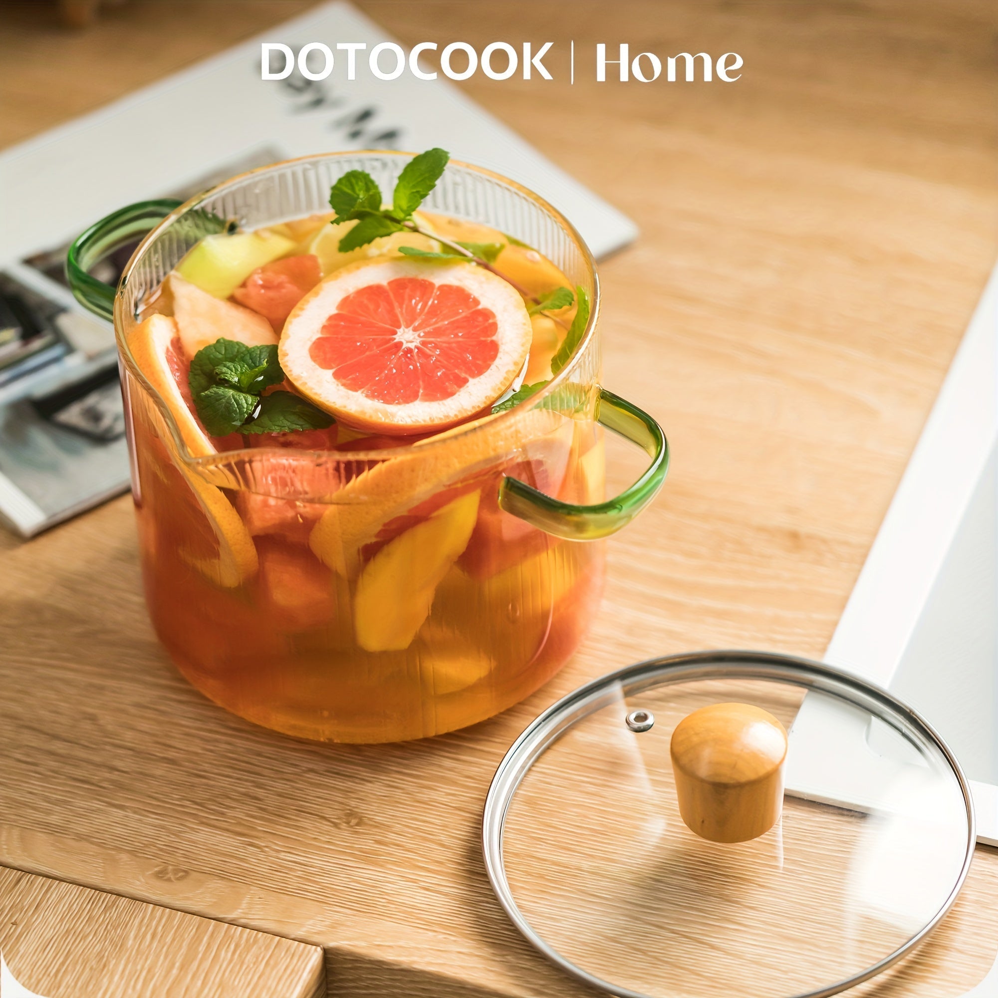 Set of 2 Glass Cooking Pots with Lids 1.8L & 2.3L Dishwasher Safe Sauce Pans for Soup Pasta