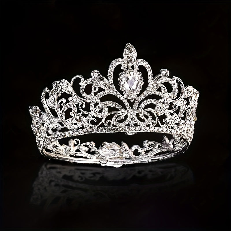 To'ylar, promlar va bayramlar uchun nafis rhinestone tiara taqoni