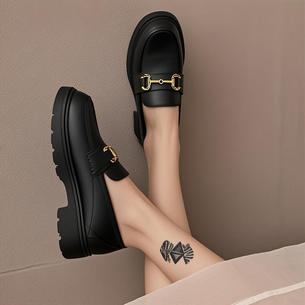 Women's Retro French-Inspired Slip-On Loafers Beige EVA Rubber Sole