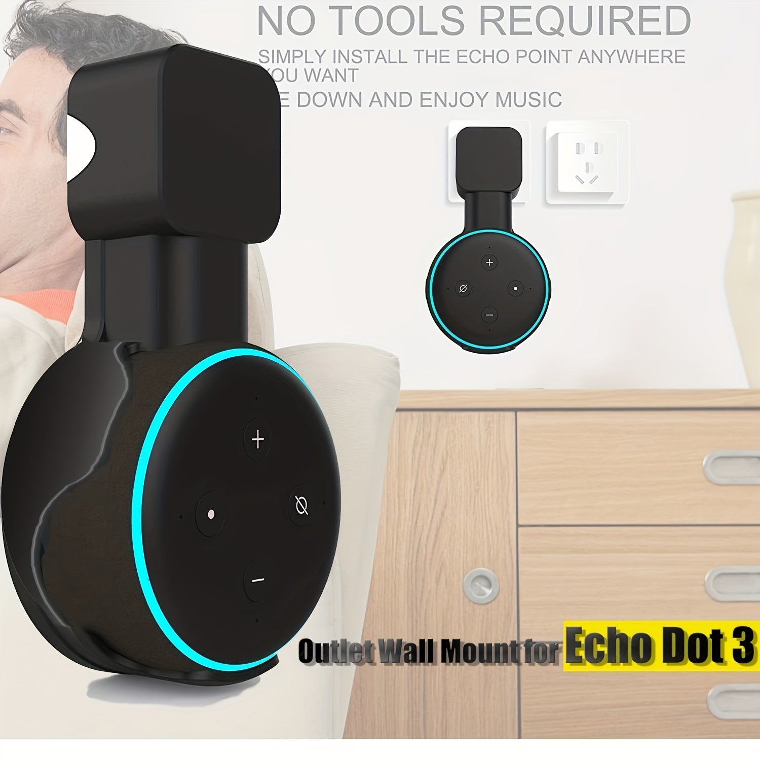Wall Mount for Echo Dot 3rd Gen White with Cable Management