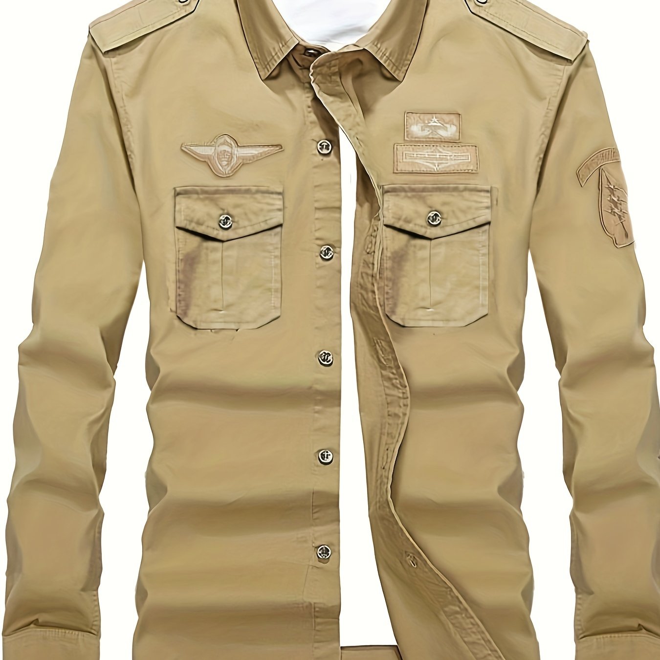 Erkaklar uchun vintage uslubidagi paxta kargo ko'ylagi: Qora, uzun qo'lqonli, yengil, bahor/kovak uchun, ochiq havoda va tasodifiy kiyimlar uchun.