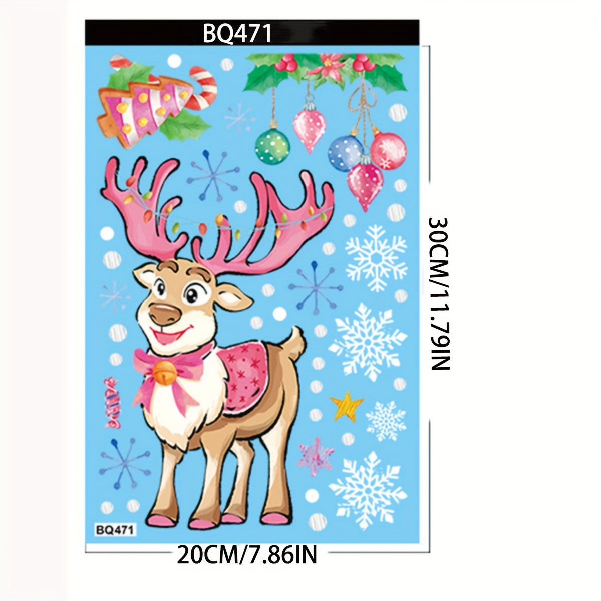 Christmas Decorations Set with Snowmen Snowflakes Garlands and Glass Stickers