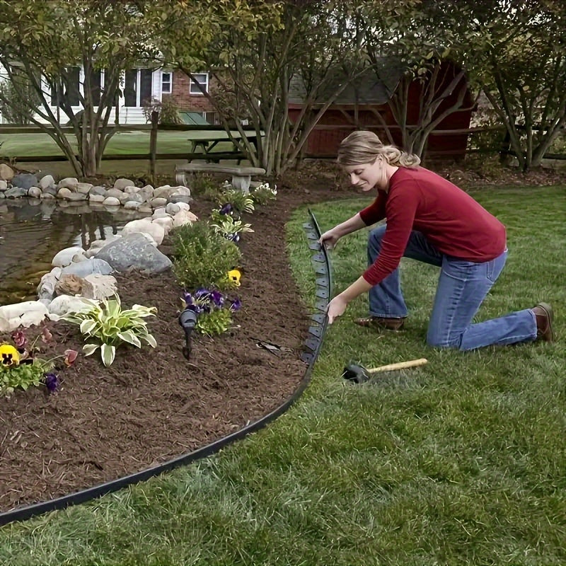 PE Garden Edging Kit 10m Length 5cm Width Lawn Landscape Flower Bed Border