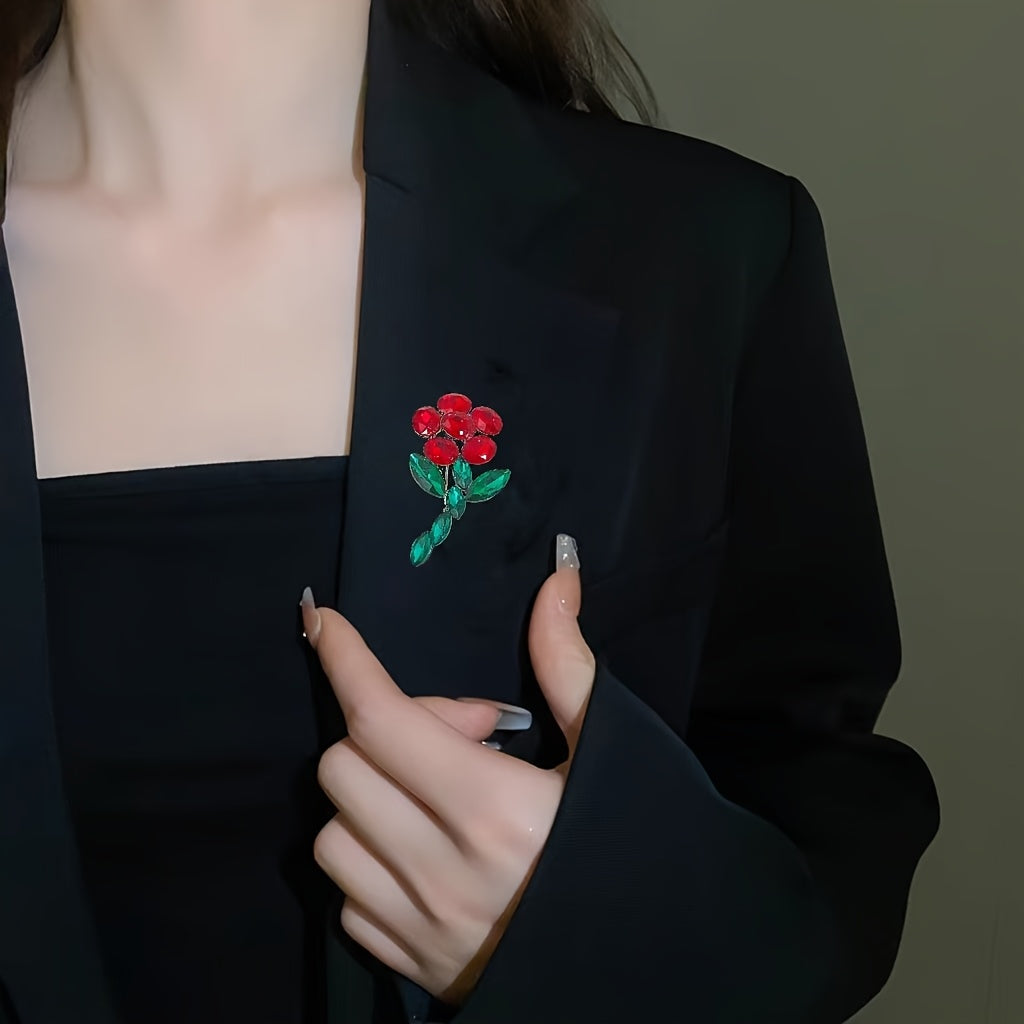 Elegant Crystal Flower Brooch Set for Women, Fashionable Jewelry Accessory