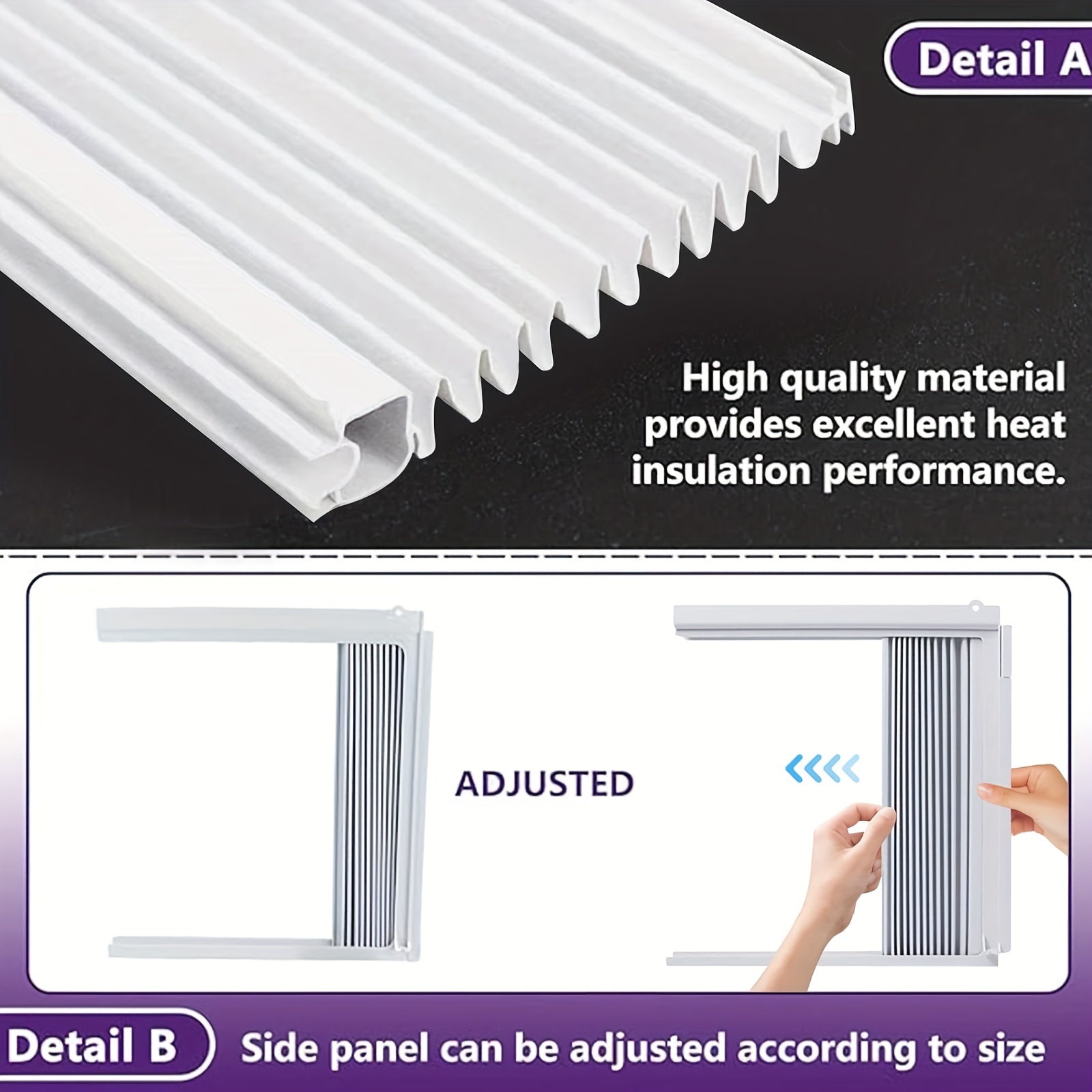 Energy-Saving Indoor Accordion Filler Curtain Set with Frame Kit 2 Pack