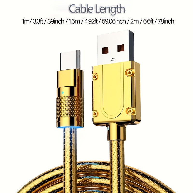 100W USB Type-C Fast Charging Cable with LED Indicator 100cm 150cm 198cm