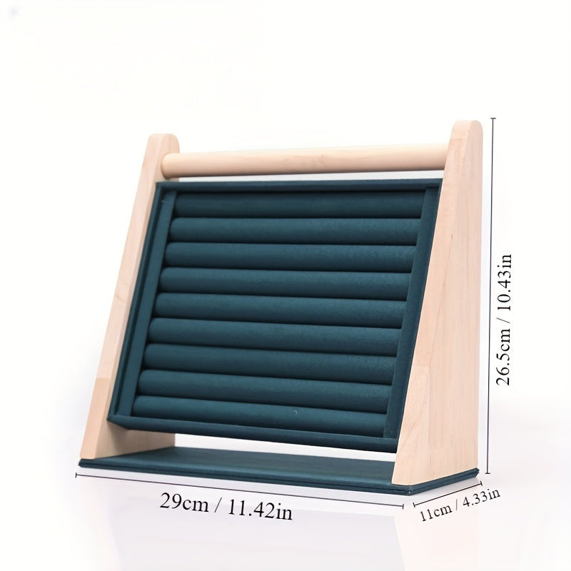Beveled Rubber Wood Earring Display Stand for Jewelry Storage