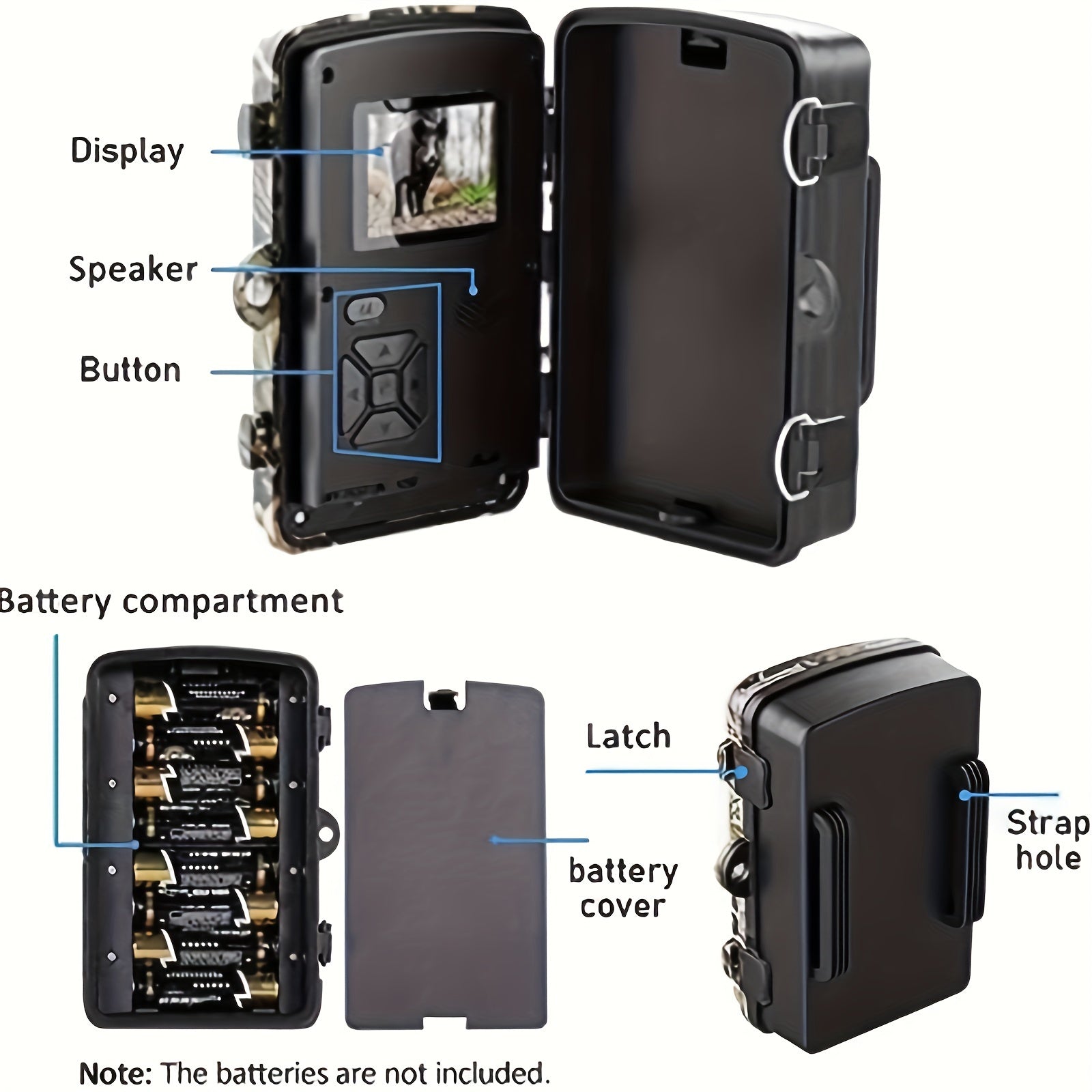 HD Trail Camera with 2-Inch Screen Night Vision PIR 10M Motion Activated Security Cam