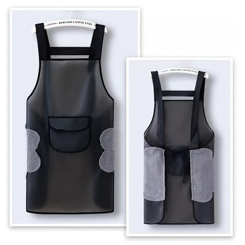 Long-Lasting Waterproof Polyurethane Kitchen Apron with Pockets, Knee-Length for Men and Women