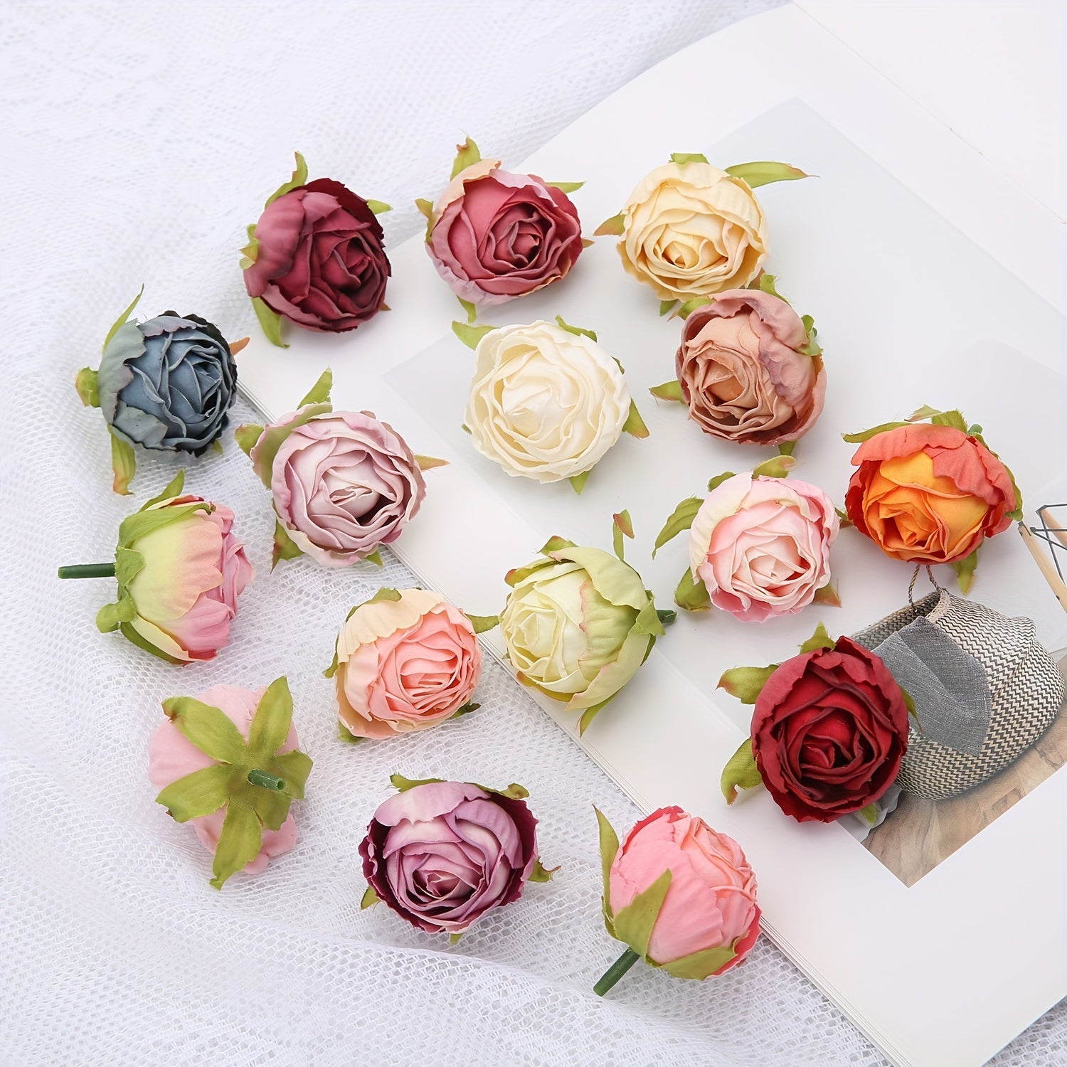 10 Pieces Silk Rose Tea Buds for Wedding Bouquets and Christmas Decorations