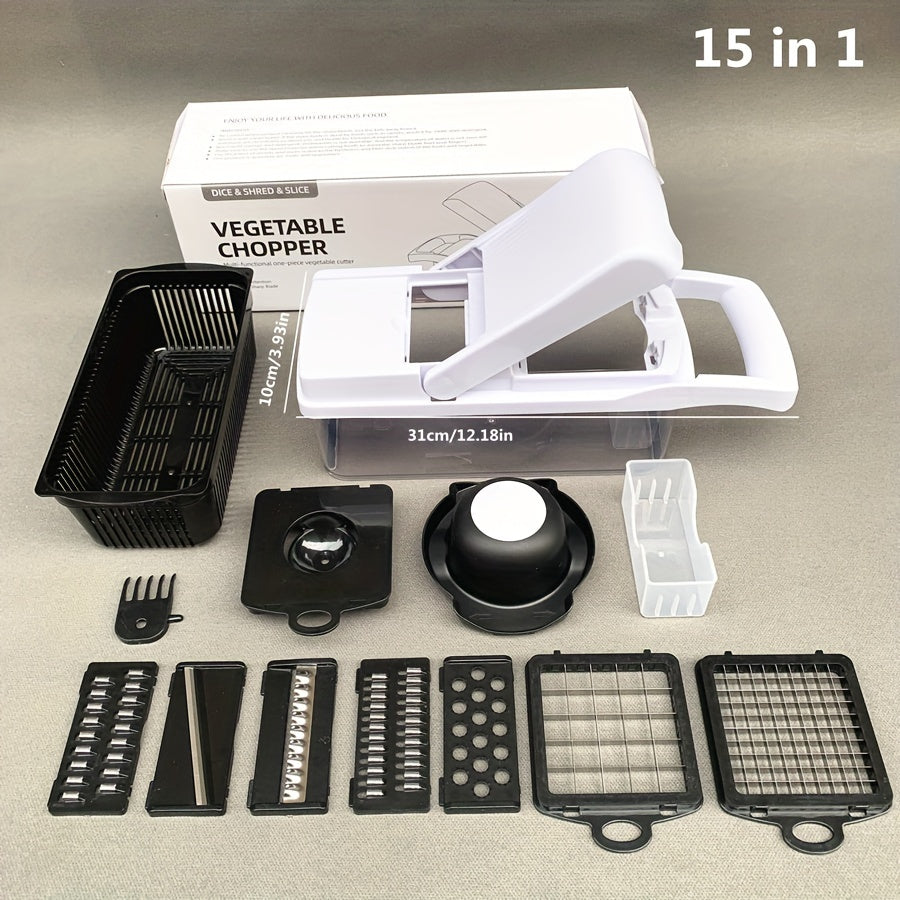 22-In-1 Vegetable Chopper with 12 Blades Slicer Dicer and Strainer