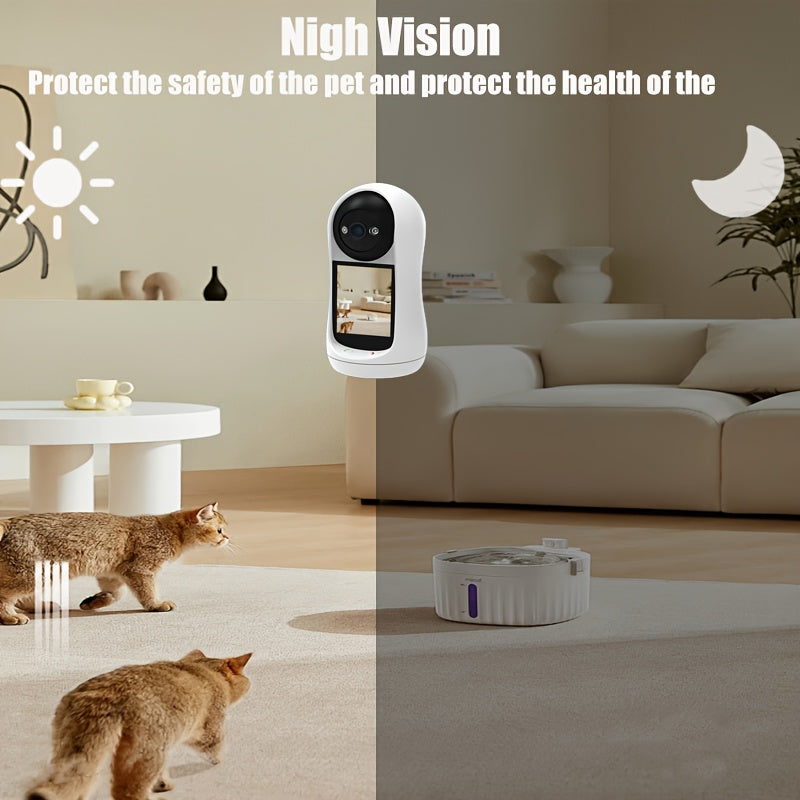 Security Camera with 7.11cm IPS Screen Two-Way Audio Elderly Monitoring USB Powered