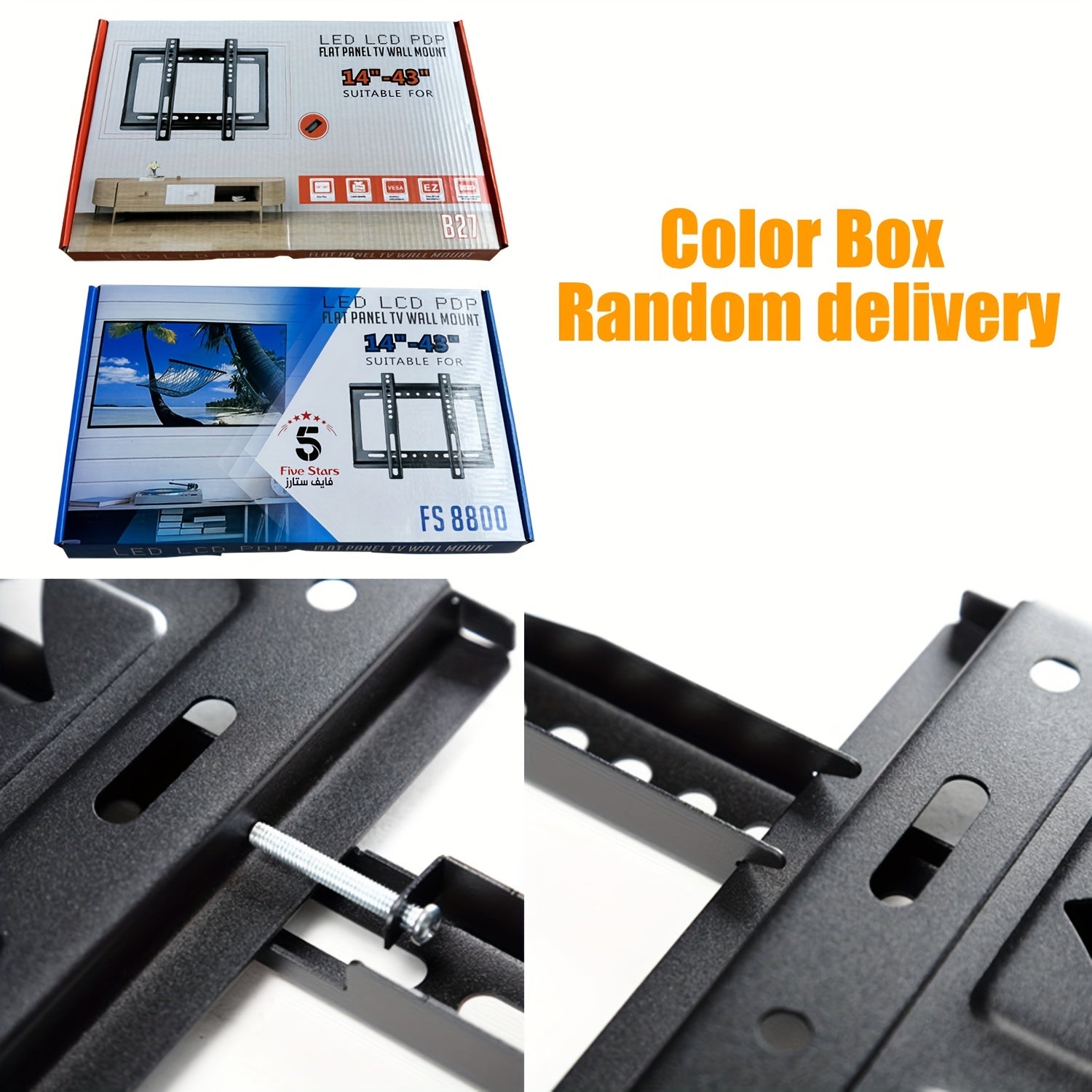 Universal TV Wall Mount for 66-109cm Flat Screen Monitors Black