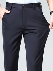 Pantalones rectos de poliéster y spandex para hombres para uso profesional y casual