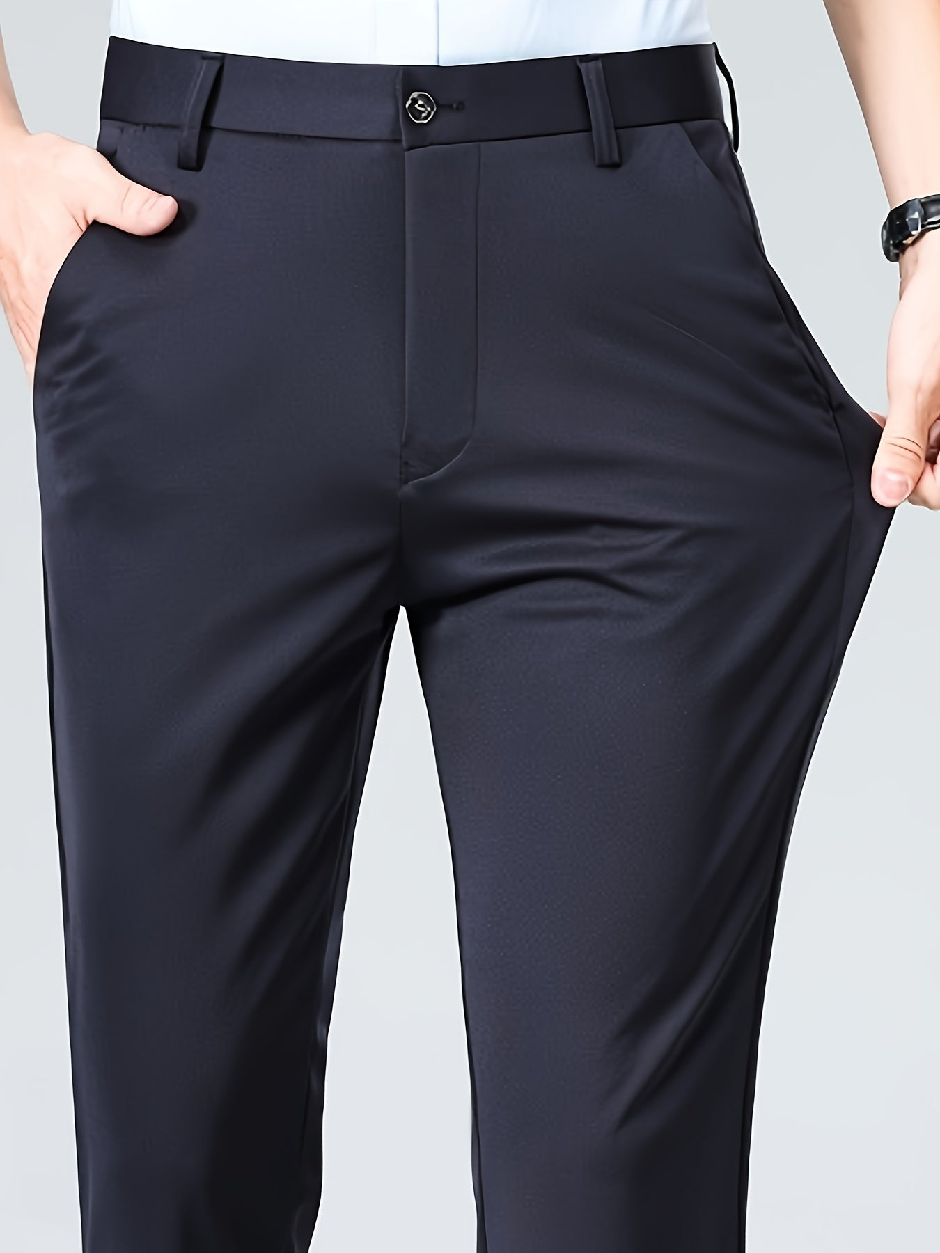 Pantalones rectos de poliéster y spandex para hombres para uso profesional y casual