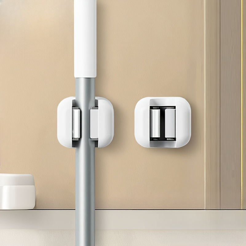 Wall-Mounted Mop and Broom Holder Self-Adhesive Tool Organizer Clips for Home Kitchen Bathroom 1/2/3 Pack