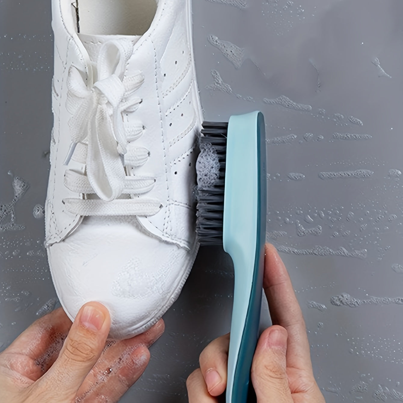 Unisex Soft Bristle Long-Handle Shoe and Clothing Cleaning Brush Black
