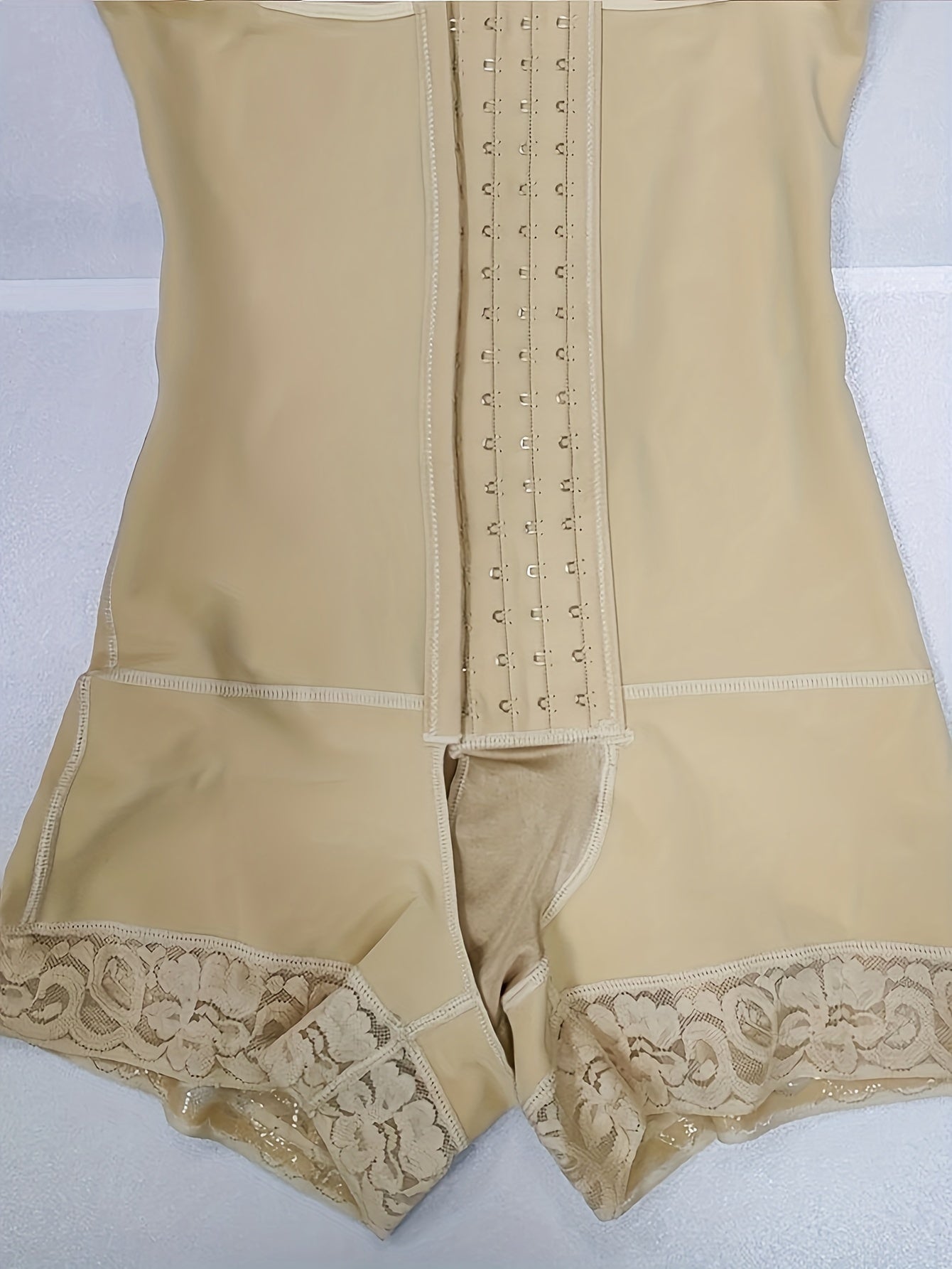 Women's Full Coverage Shapewear Bodysuit with Lace Detail Medium Support Postpartum Body Shaper