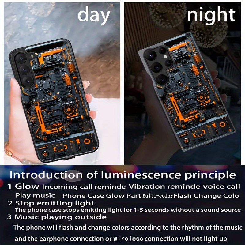 Smart Voice-Controlled Luminous Phone Case for Samsung S24 S23 S22 TPU Cyberpunk Design