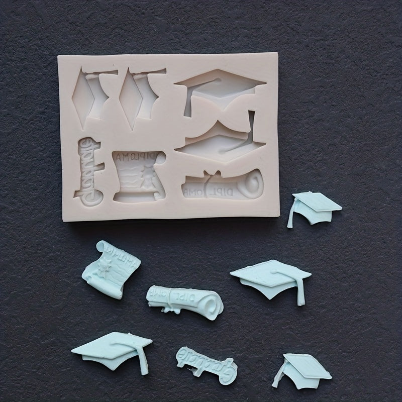 Graduation Themed Silicone Mold 1-Piece 3D Cake Decorating and Candy Making
