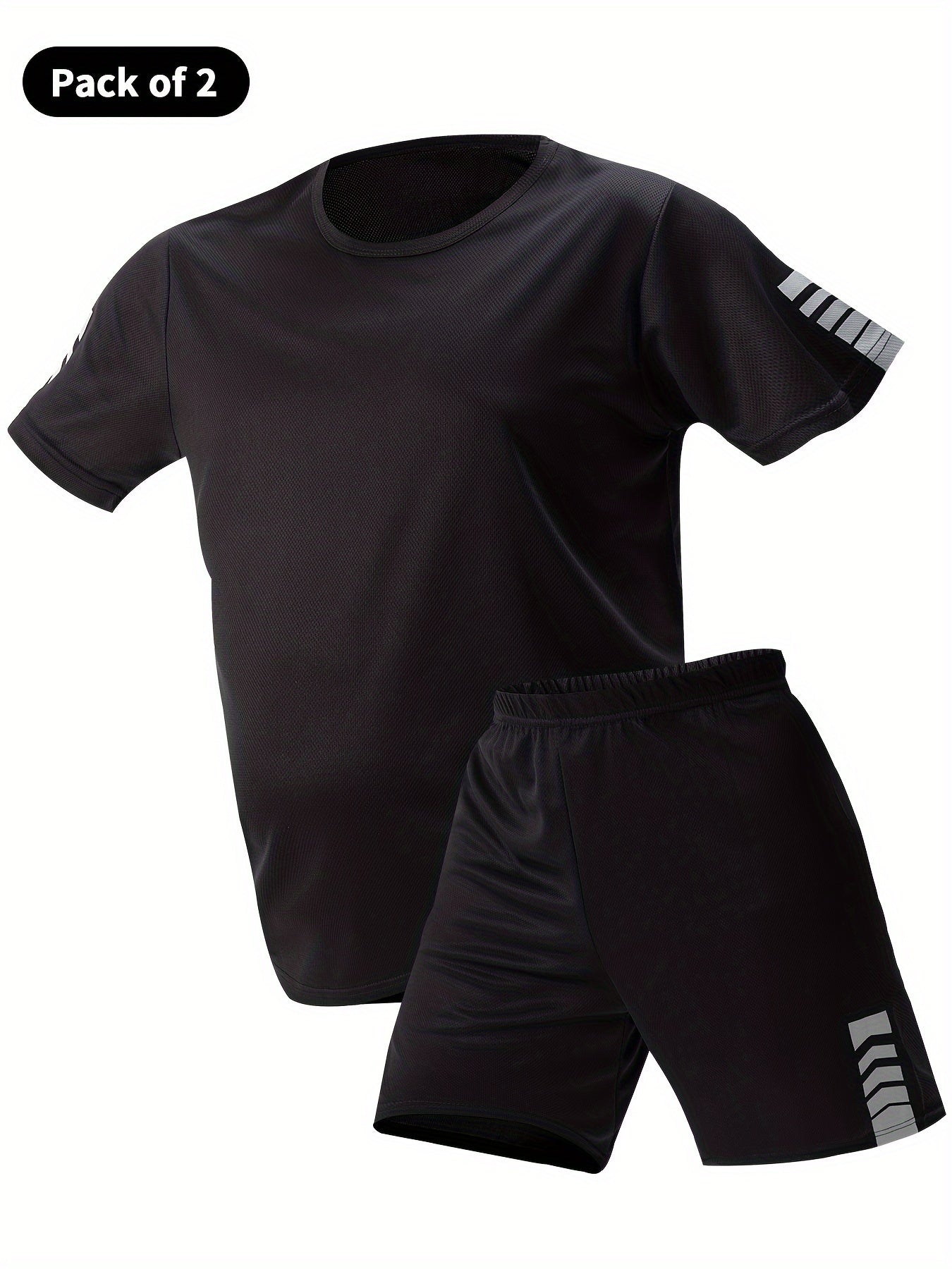Men's Summer Casual Sports Set T-Shirt and Drawstring Shorts Polyester Print