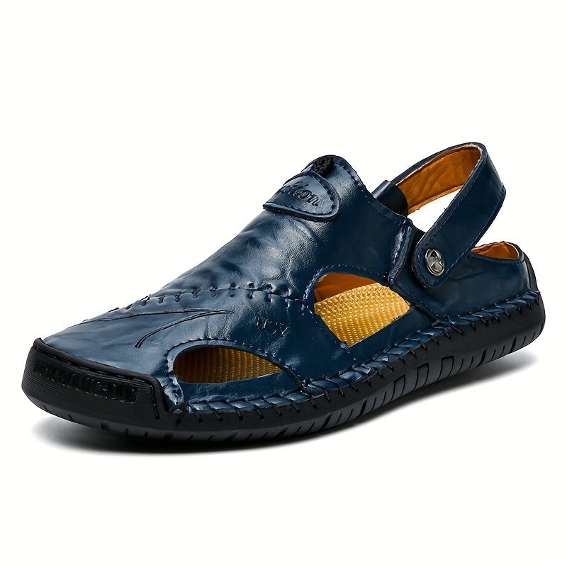 Vintage erkaklar sport sandallari, nafas oladigan slip-on dizayni, mikrofiber sintetik yuqori qismi, sun'iy astar va barcha mavsumlarda sayr qilish va kundalik kiyim uchun mos kauchuk taglik.