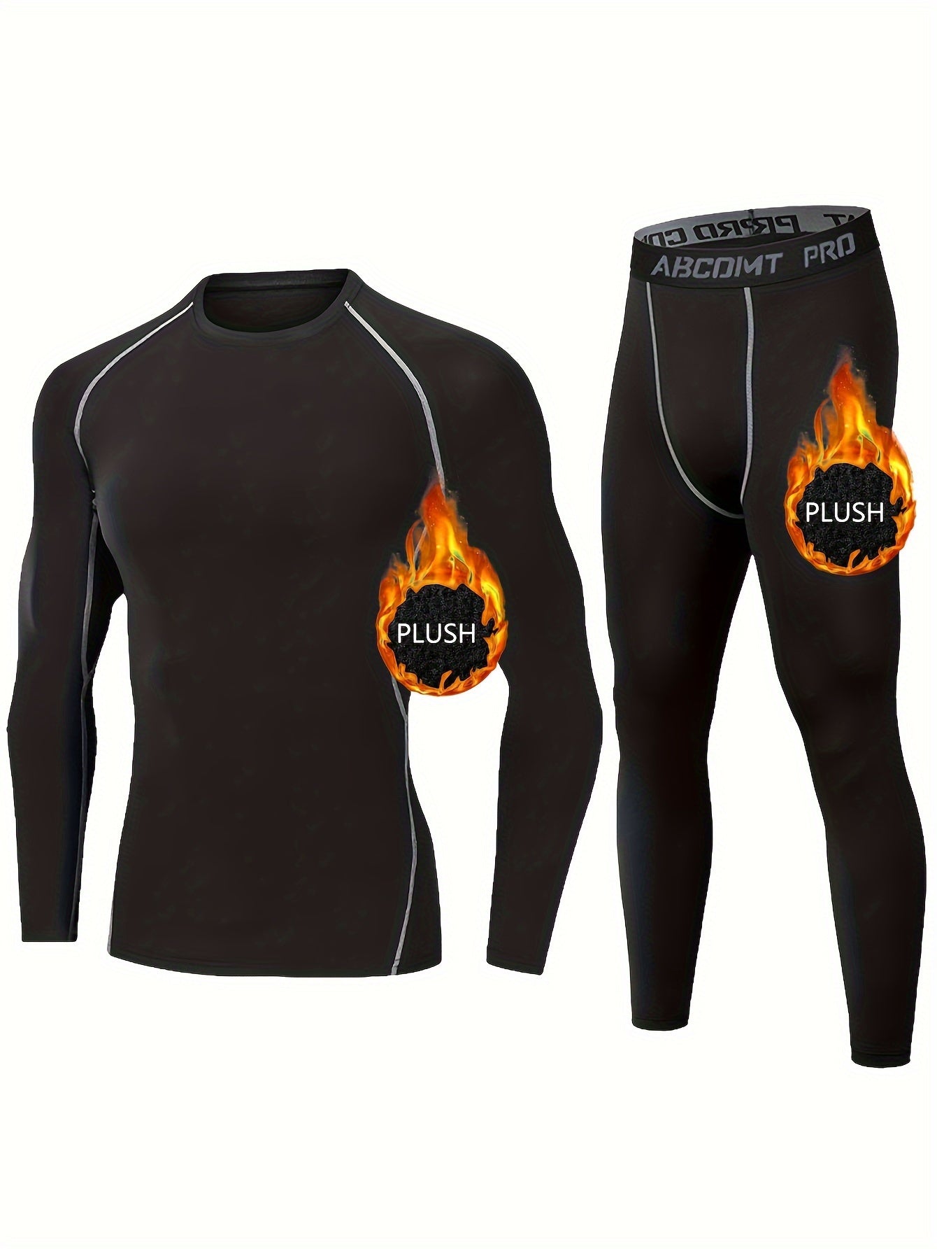 Men's Thermal Underwear Set 2-Piece Quick-Dry Compression Shirt and Breathable Base Pants for Outdoor Running Winter