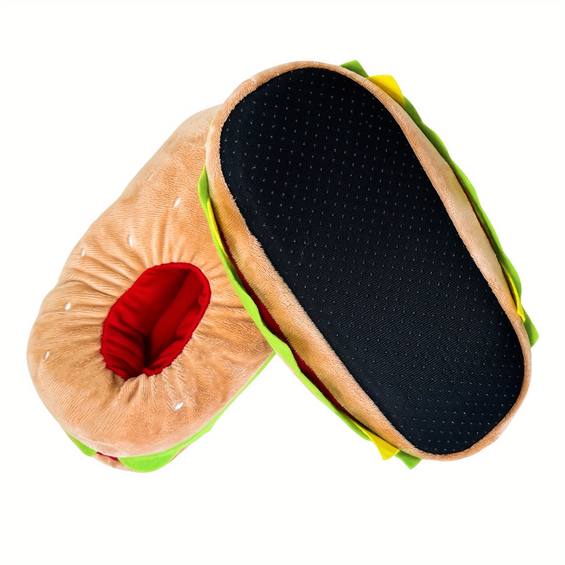 Women/Unisex Plush Hamburger Slippers Indoor Cozy House Shoes