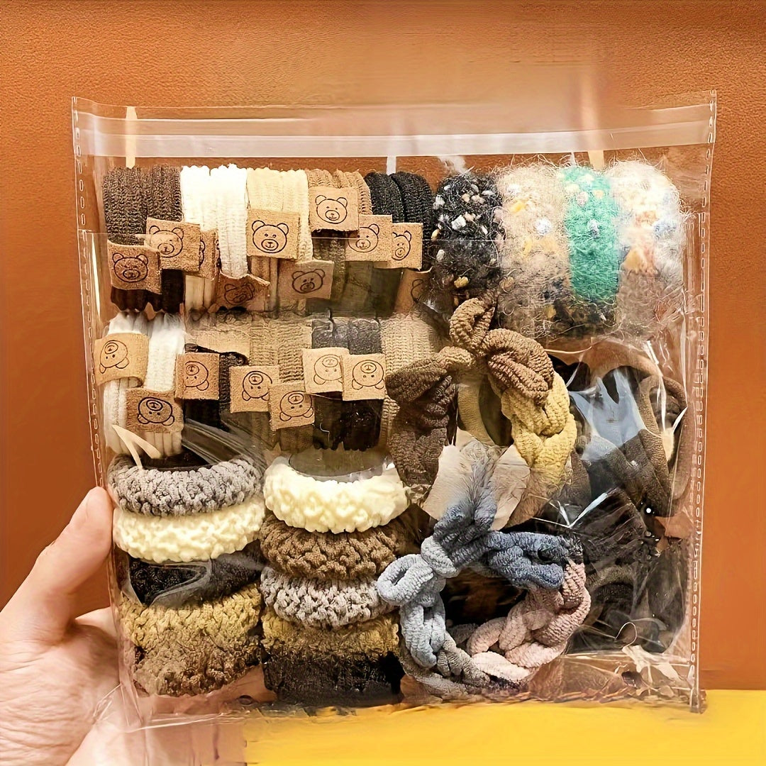 Ayollar uchun 86 ta yoz va bahor soch aksessuarlari to'plami, multfilmcha soch halqasi va ponytail halqasi bilan