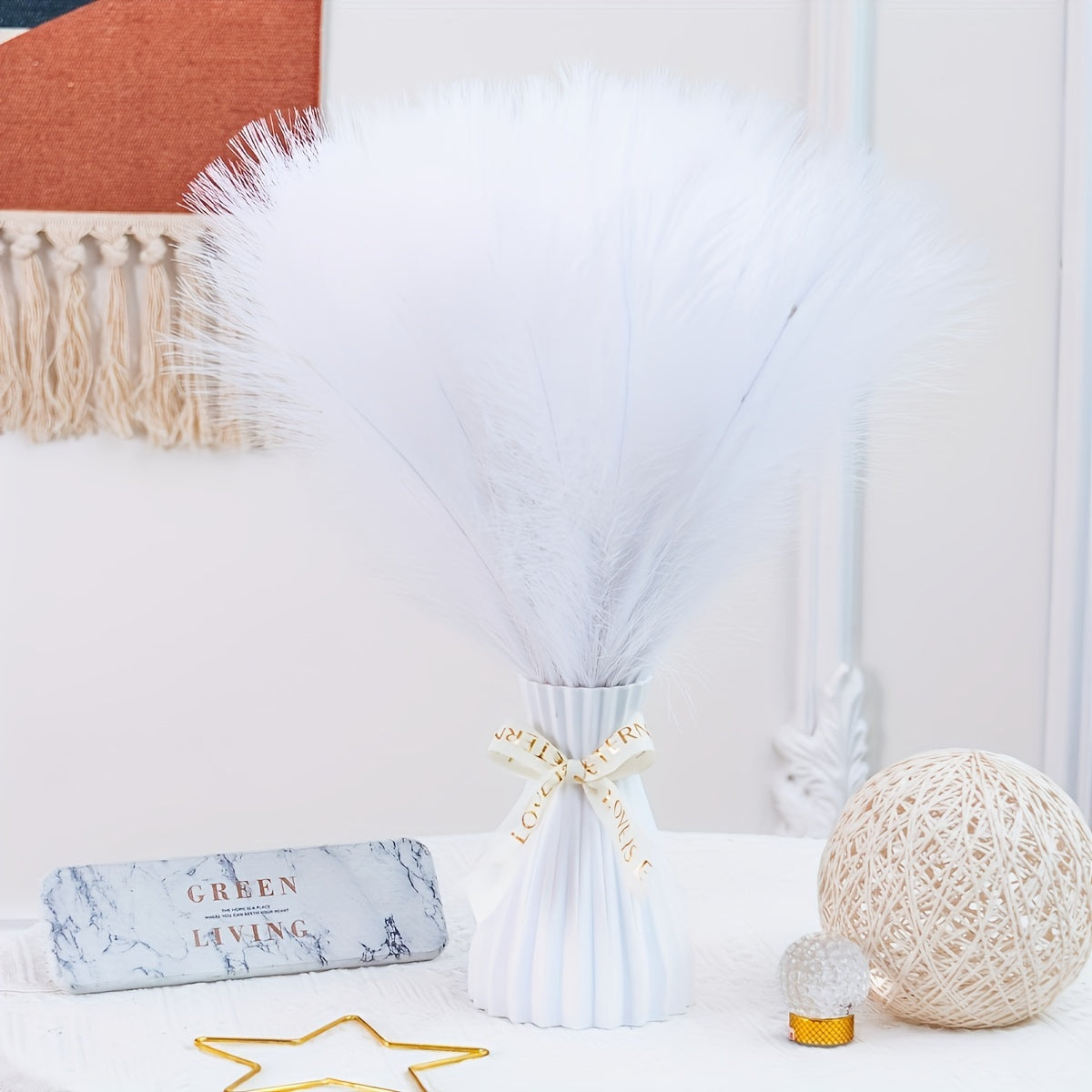 Artificial Reed Pampas Grass Flowers 42.93 cm Tall for Bohemian Decor in Home or Events