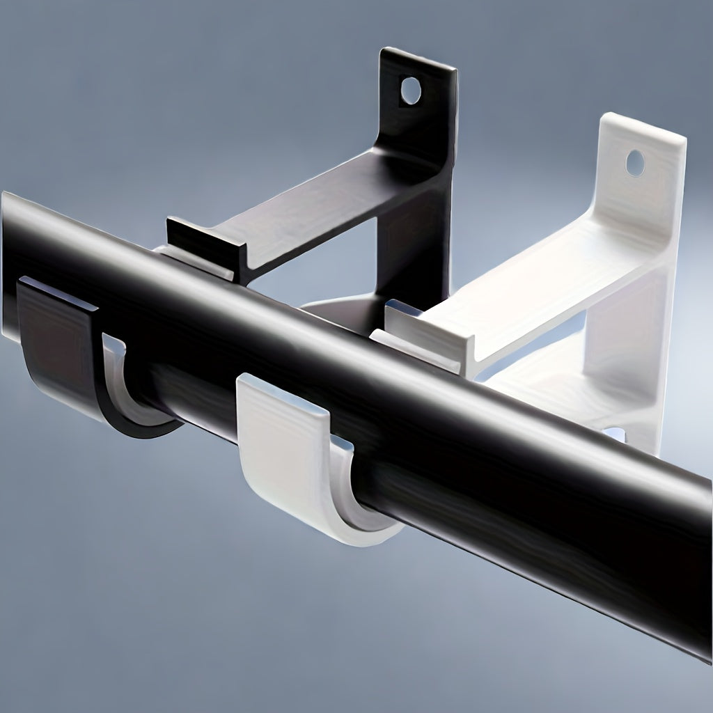 Set of 2 Aluminum Alloy Rod Brackets for Wardrobe Curtain Support, Bathroom Bedroom Office