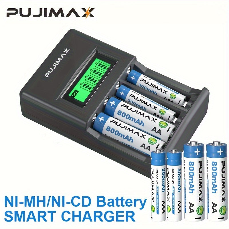 4-Slot LCD Smart Battery Charger for AA AAA Ni-MH Ni-Cd Rechargeable Batteries USB Power