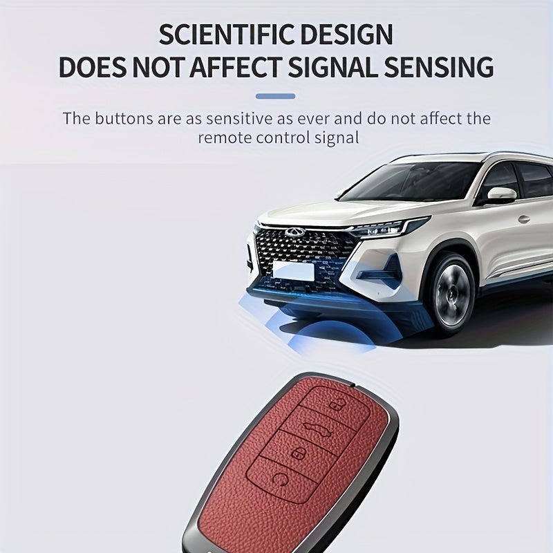 Universal TPU Car Key Cover Protector Red Textured Zinc Alloy Shell