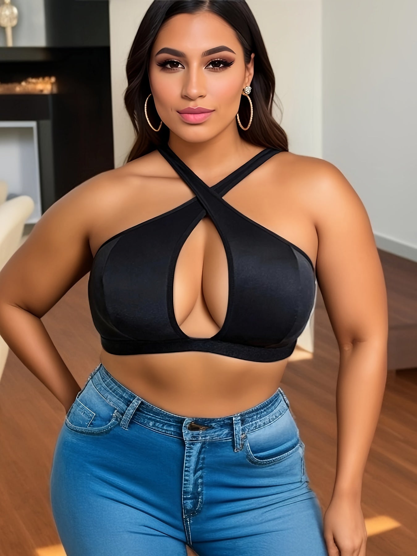 Бюстгальтер для женщин больших размеров с перекрещенной спинкой, высокой эластичностью и ремешками